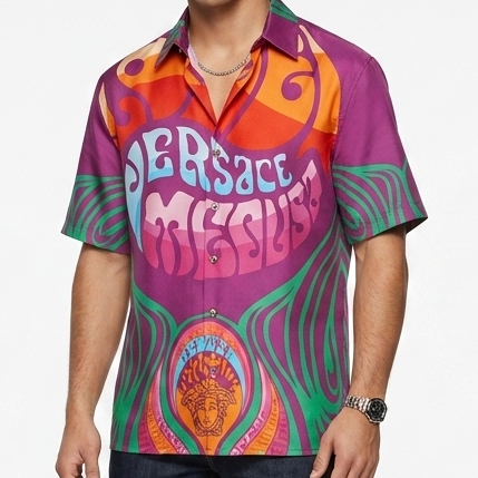 Vibrant Retro Print Statement Shirt