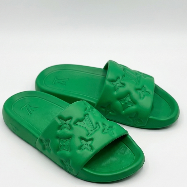 Premium Green Monogram Comfort Slides for Men