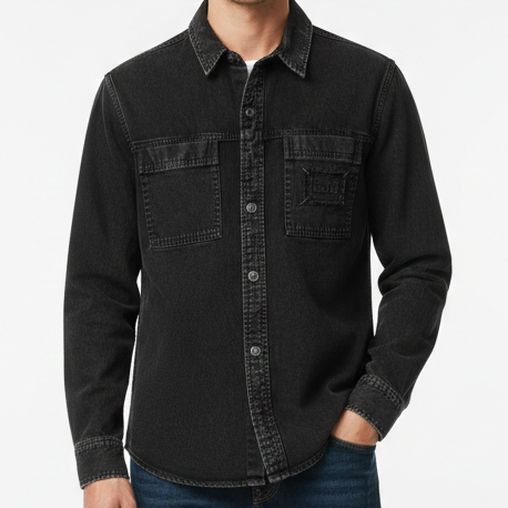 Premium Black Denim Casual Shirt for Men