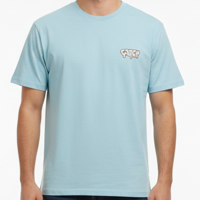 Sky Blue Graphic T-Shirt with Ice Cream Back Print