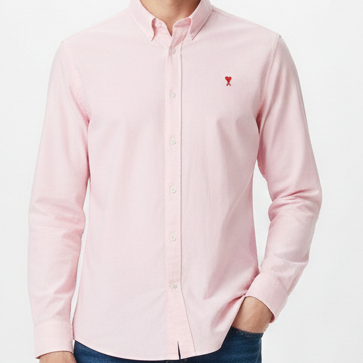 Smart Casual Premium Style Pink Button-Down Shirt with Signature Heart Logo