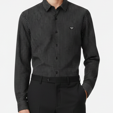 Premium Classic Striped Button-Down Shirts – Black & White Edition