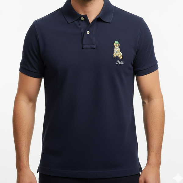 Classic Navy Blue Polo T-Shirt with Embroidered Logo  Premium Everyday Style
