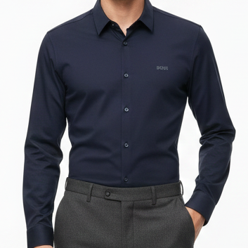 Men’s Navy Blue Premium Regular-Fit Shirt