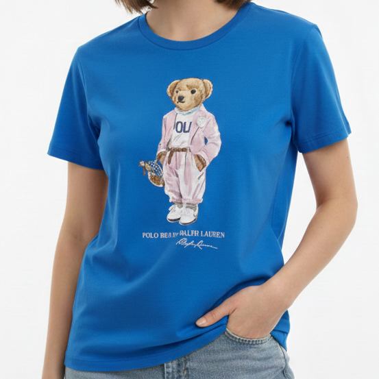 Exclusive Blue Polo Bear Graphic T-Shirt For women