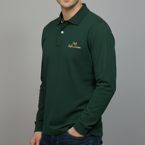 Premium Men Long-Sleeve Polo Shirt – Luxury, Comfort & Modern Fit
