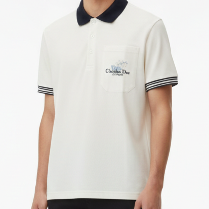 Classic White Polo T-Shirt with Contrast Collar Elegant & Timeless