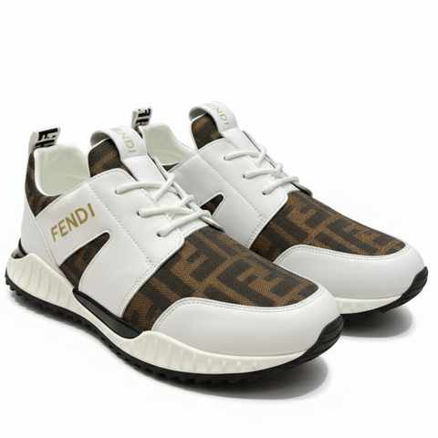Stylish Running Sneakers - White and Brown
