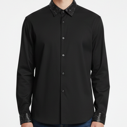 Premium Brand  Formal Shirt  Elegant Crystal Detail