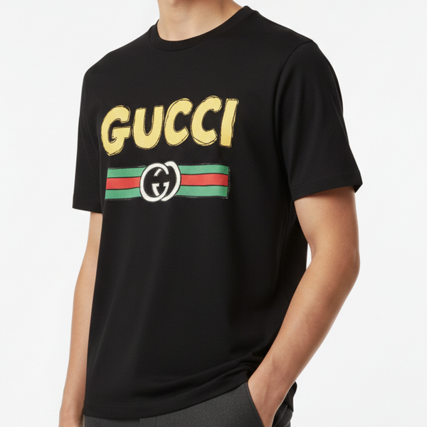 Premium Black  Drop Shoulder T-Shirt with Brand Logo