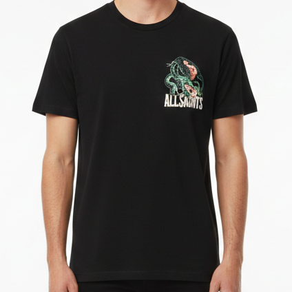 Men’s Black Graphic Printed T-Shirt – Modern Casual Style