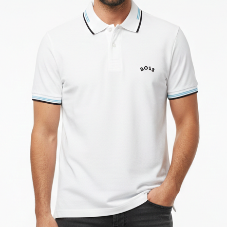 Premium Classic White Polo T-Shirt with Contrast Tipping