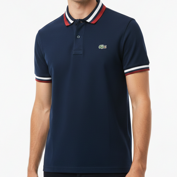 Premium Blue Polo Shirt with Contrast Collar & Sleeve Stripes
