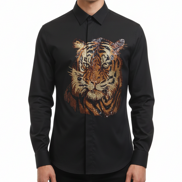 Regal Tiger Statement Shirt  Bold Art Meets Luxury Style