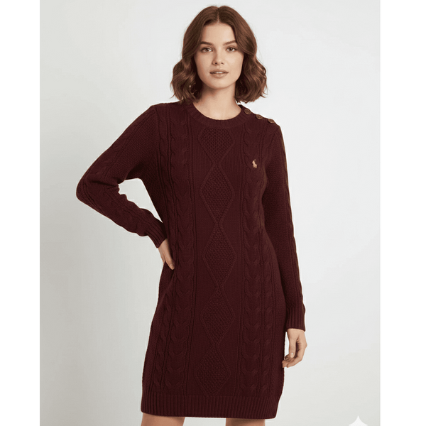 Premium Knitted Dress With Button Detail