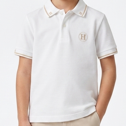 Kids Elegant White Polo T-Shirt
