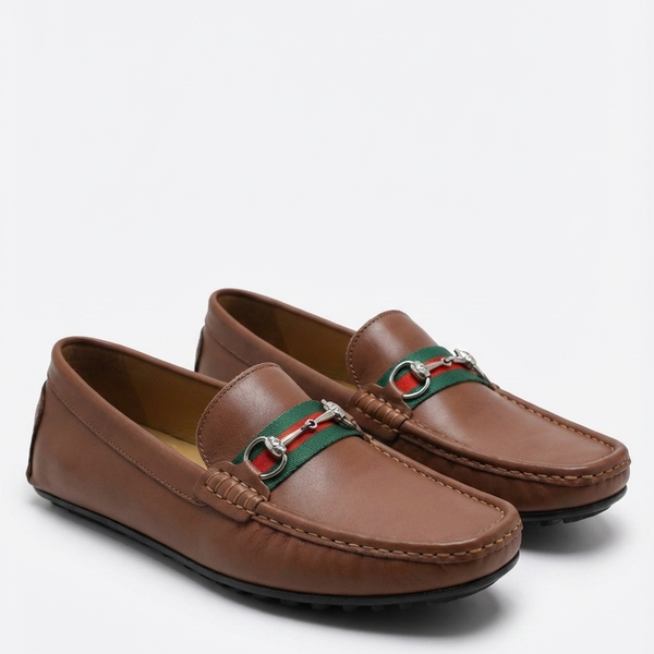 Elegant Stylish Brown Leather Loafers Classic Luxury Slip-On Shoes