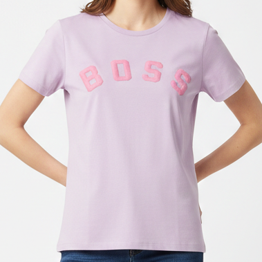 Women’s Premium Purple Graphic T-Shirt with Bold Logo Print