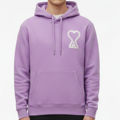 Lavender Hoodie with Heart-A Chest Logo