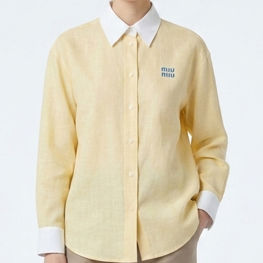 Premium Pastel Linen Blend Embroidered Shirt for Women