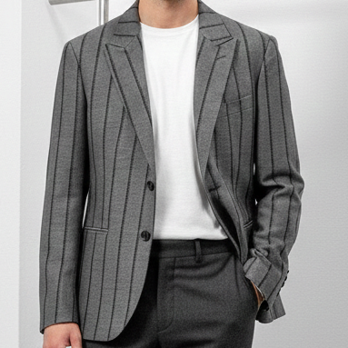 Men Pinstripe Blazer - Classic Fit