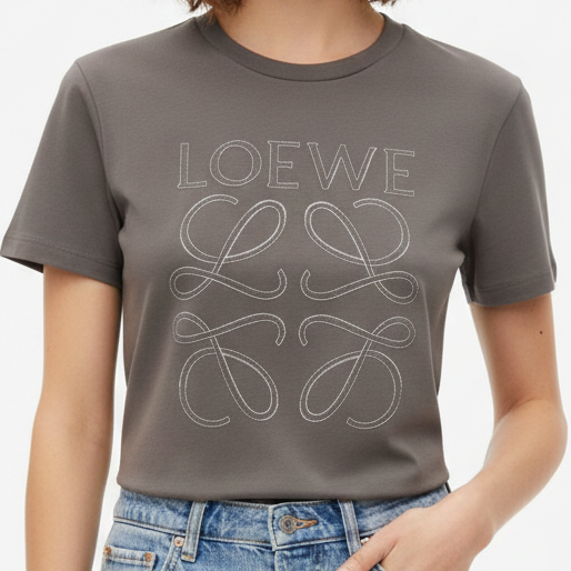 Women’s Embroidery Logo Round Neck T-shirt