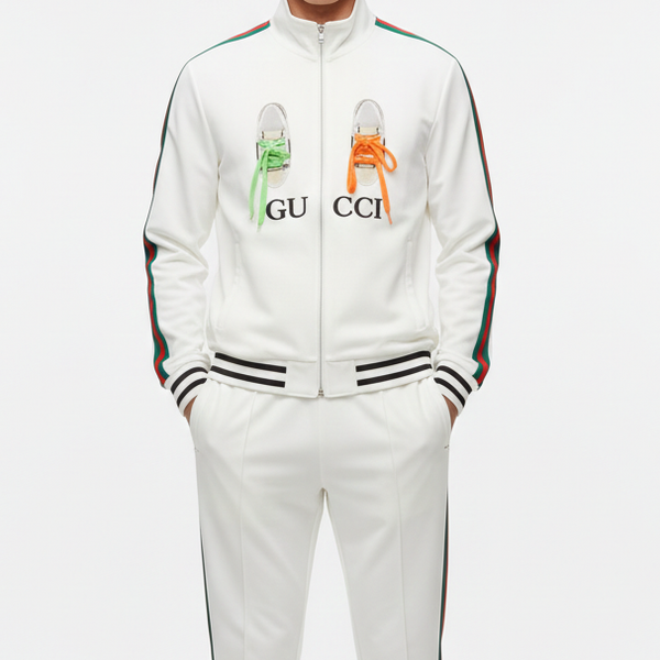 Premium Trendy White Tracksuit with Signature Stripe Detail