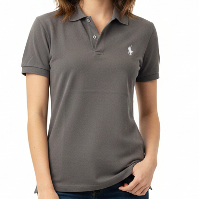 Luxury Brand  Grey Classic Logo Polo T-Shirt