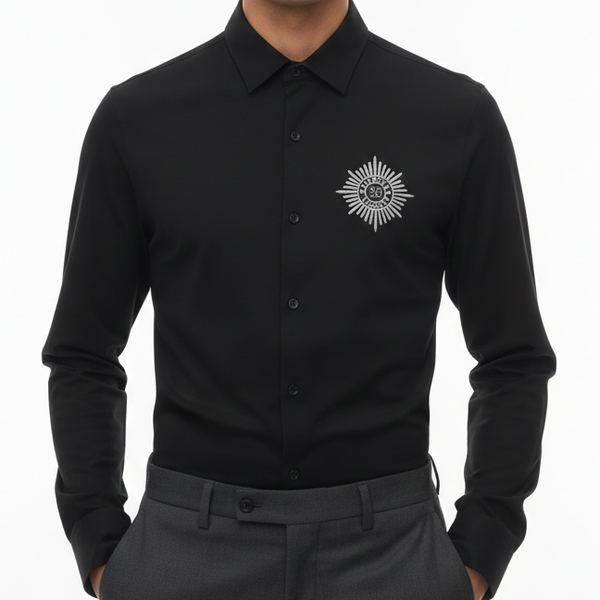 Luxury Black Designer Regular Fit Shirt with Signature Emblem