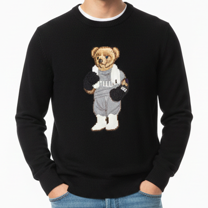 Black  Bear Boxing Crew Neck Sweater Premium Winter Fashion