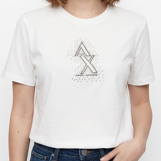 Premium White Embellished  Logo T-Shirt for Women