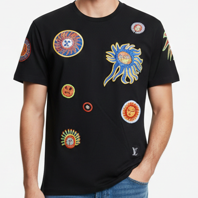Brand  New Luxury Sun Fish Drop Shoulder T-shirt