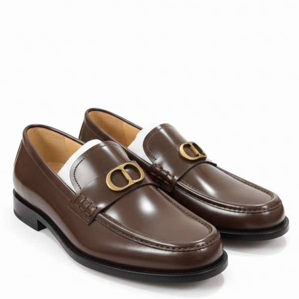 Premium Brown Leather Men’s Loafers  Classic Designer Formal Shoes