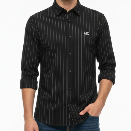Imported Brand  Men’s Black Pinstripe Formal Shirt