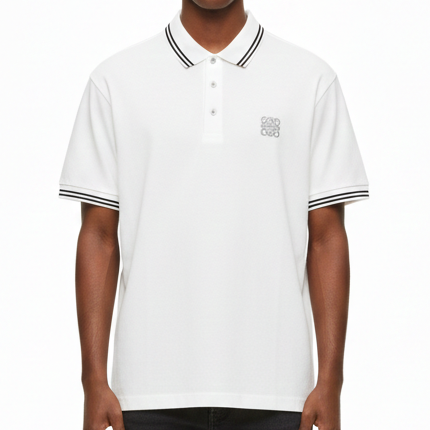 Branded  White Classic Polo T-Shirt with Contrast Tipping for Men