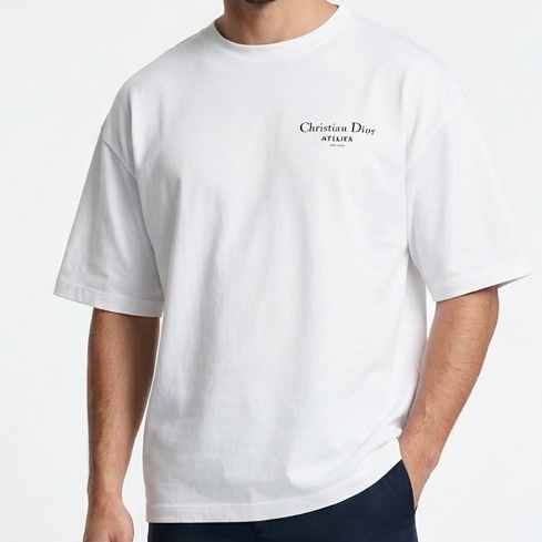 Premium White Designer Oversize Tee  Minimal Signature Style