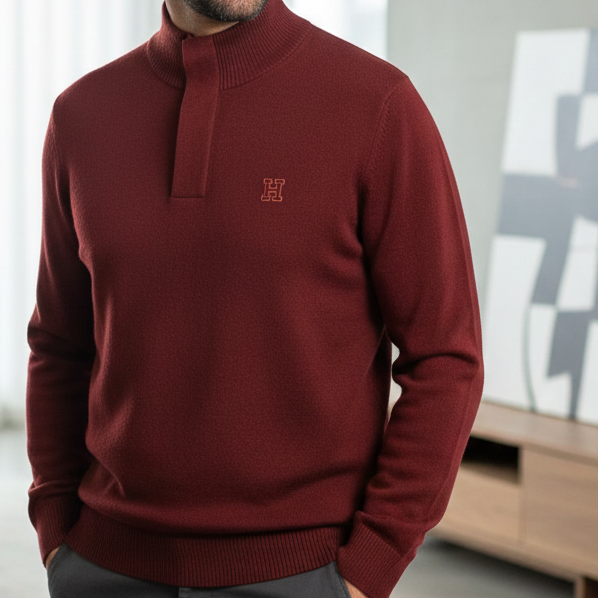High-Neck Premium Knit Pullover