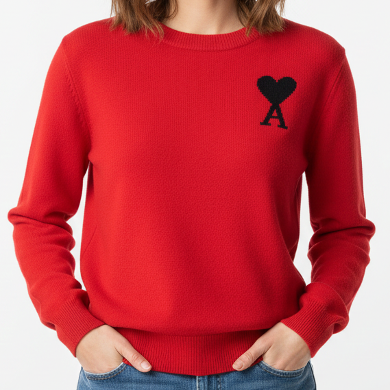 Premium Red Heart Logo Sweater – Cozy & Stylish Winter Wear