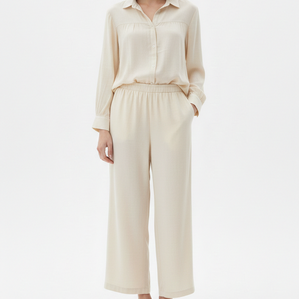 Women’s Elegant  Co-Ord Set Button Shirt with Wide Leg Pants