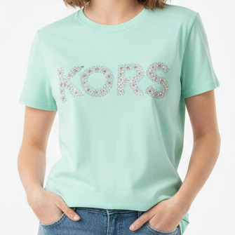 Chic Mint Green Designer Women’s T-Shirt  Elegant Logo Style Tee
