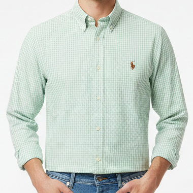 Men’s Premium Light Green Checked Cotton Shirt