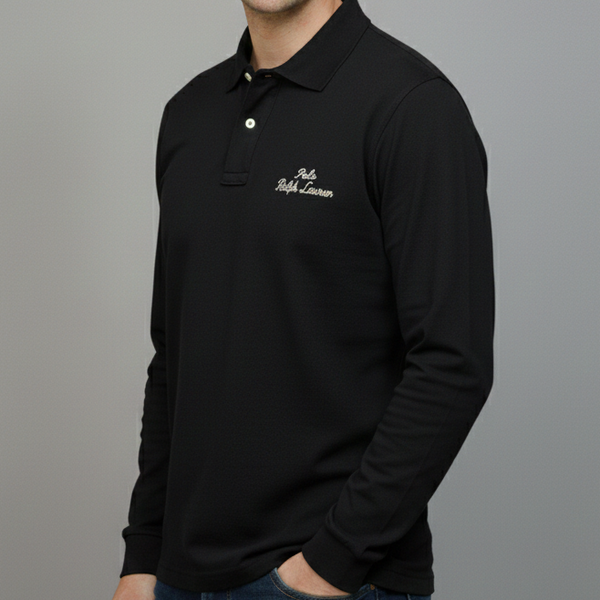 Premium Men Long-Sleeve Polo Shirt – Luxury, Comfort & Modern Fit