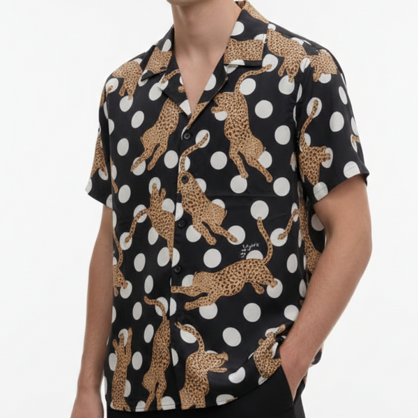 Premium Leopard Polka Dots Bowling Shirt