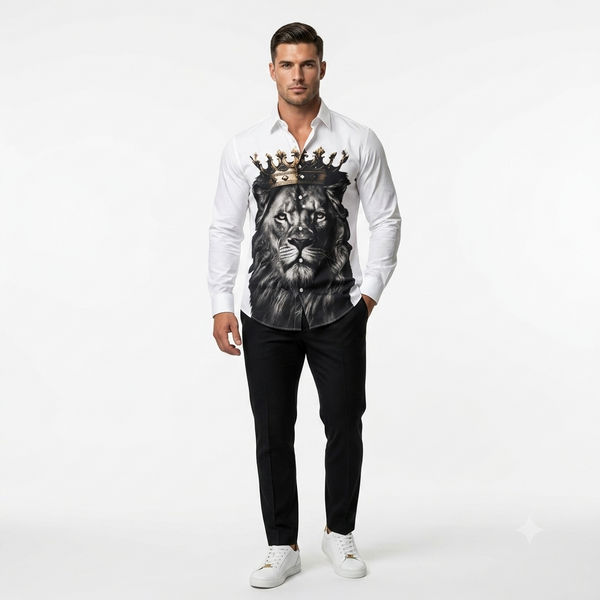 Royal Lion Print Designer Shirt