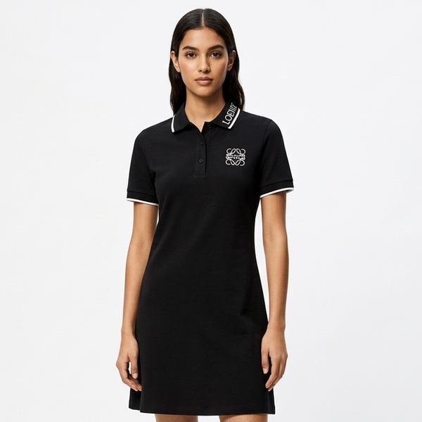 Women’s Black Polo Dress Elegant Designer Casual Mini Dress