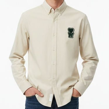 Luxury  New Collection Beige Button-Down Shirt with Heart Logo