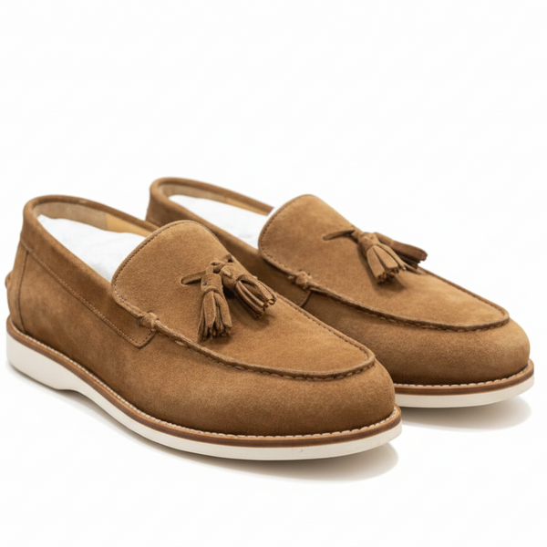 Elegant Brown Suede Tassel Loafers Designer Slip-Ons