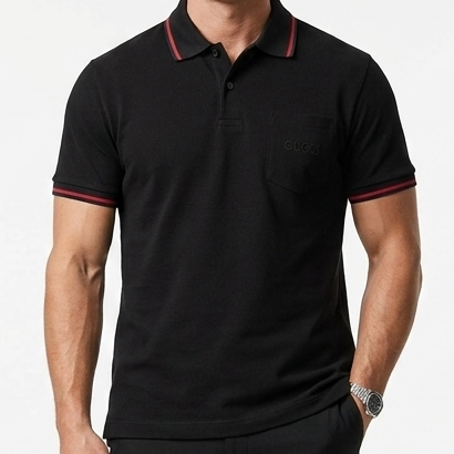 Embroidered stretch cotton polo shirt