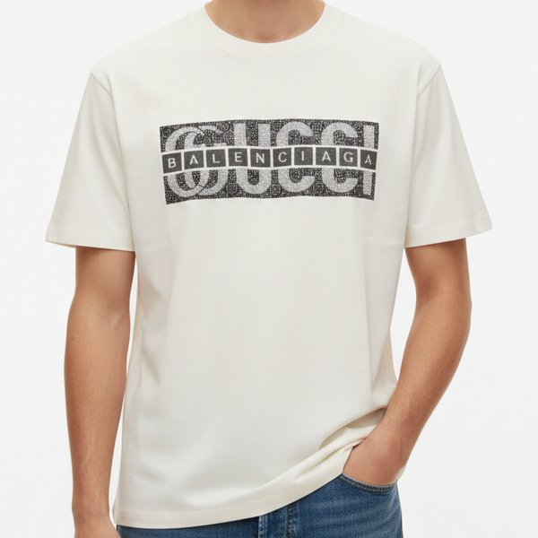 Premium White Graphic Oversize T-Shirt with Bold Logo Print
