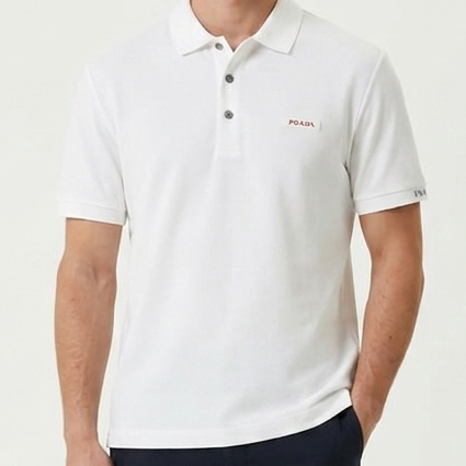 Classic White Premium Polo T-Shirt with Minimal Logo Detail